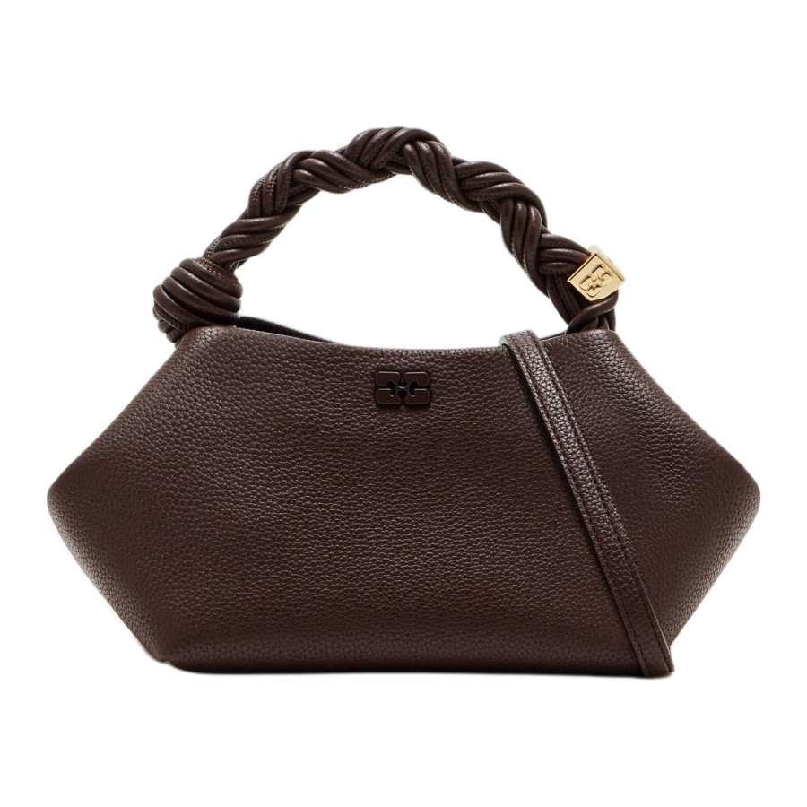 GANNI Grain Synthetic Leather Handbag Women's Brown