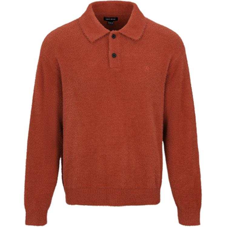 URBAN REVIVO Knitwear Men's Total Crimson Polo Collar Moderate