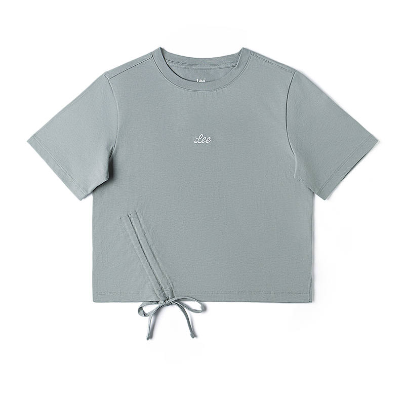 Lee T Shirts Women's Lime Gray Crew Neck Moderate Straight Fit