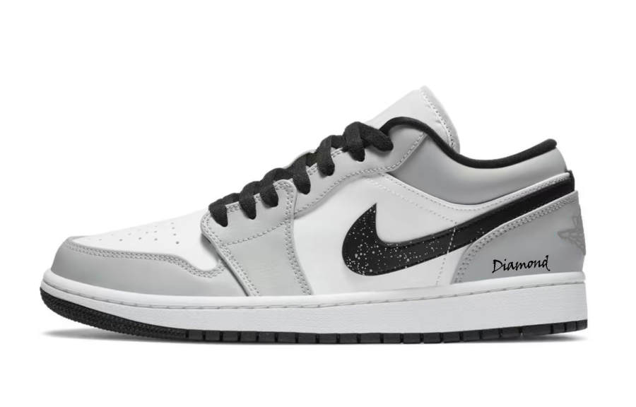 Jordan Jordan Air Jordan 1 LOW Shadow Gray Synthetic Leather Low top Children's Basketball Shoes White Gray Unisex