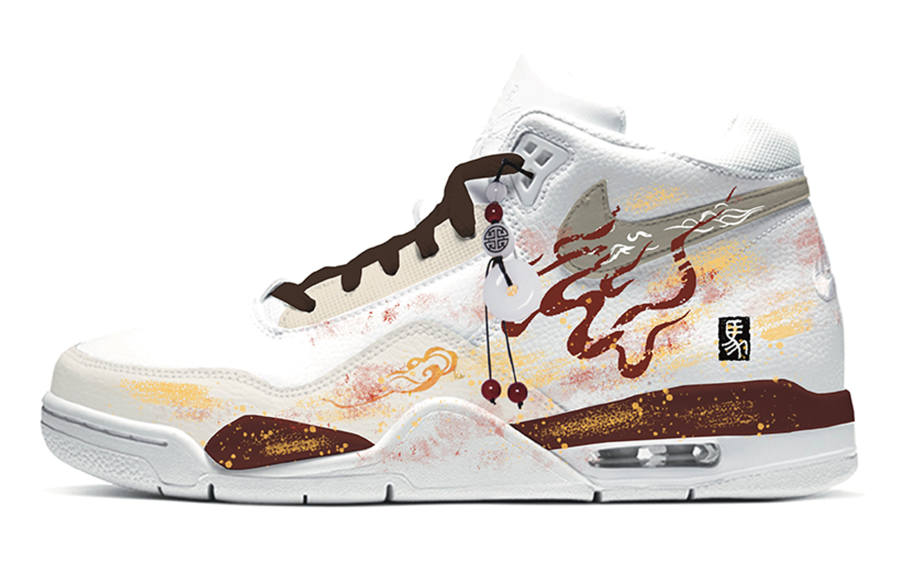 Nike Nike Flight Legacy Horse Year Flaming Red Abrasion Resistant Mid top Vintage Basketball Shoes Men's White Red
