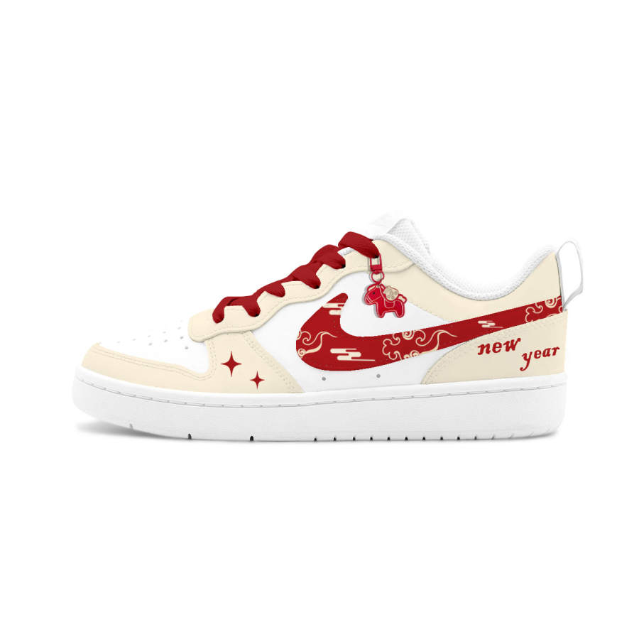 Nike Nike Court Borough HEY Xiangyun Red Horse Leather Slip Resistant Cushioning Abrasion Resistant