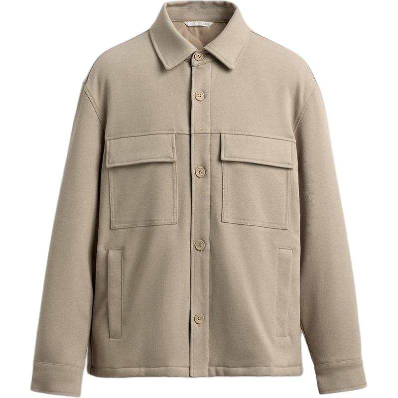ZARA ZARA Puffer Jackets Men's Beige Lapel Moderate Puffer Jacket
