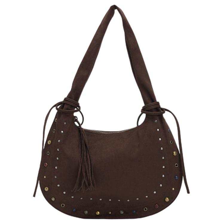 URBAN REVIVO Fabric Shoulder Bag Women's Dark Coffee Brown