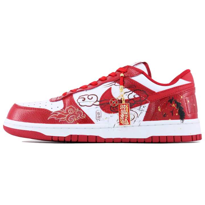 Nike Nike Big Low Abrasion Resistant Breathable Abrasion Resistant Breathable Low top Skateboard Shoes Men's White Red