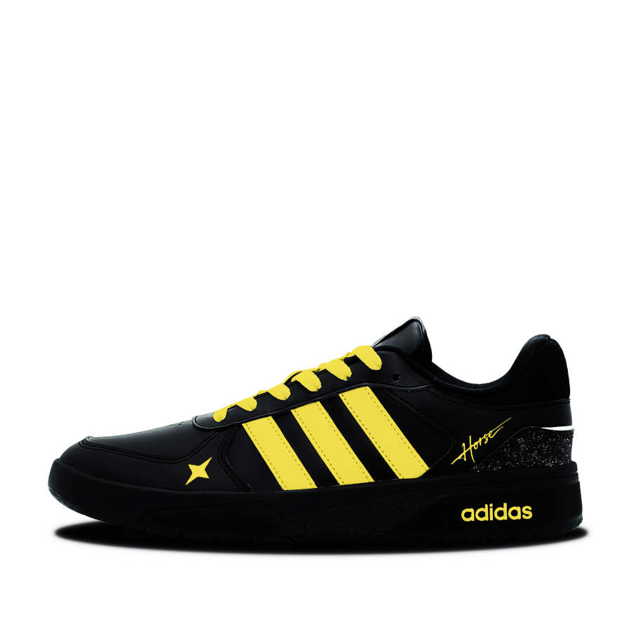 Adidas Adidas COURTBEAT Cute Yellow Starspot Synthetic Leather Lightweight Low top Skateboard Shoes Women's Black Yellow