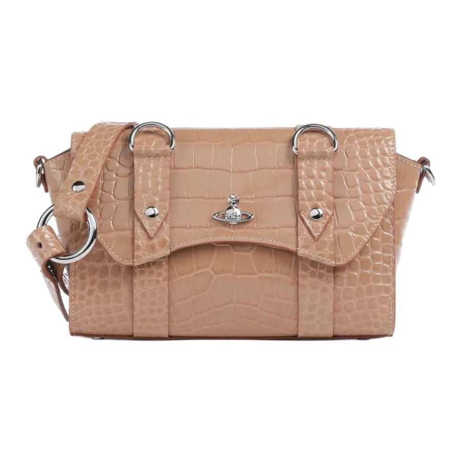Vivienne Westwood Calfskin Shoulder Bag, Crossbody Bag Mini Women's Gray Pink