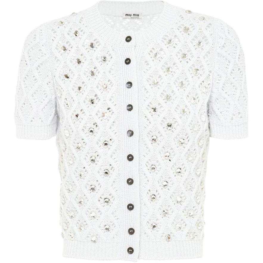 MIU MIU Cashmere Sweaters Women's Cloud Gray Crew Neck Moderate