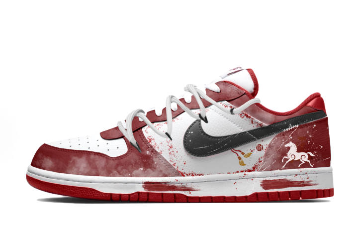 Nike Nike Big Vermilion Crest Shadow Leather Wear resistant And Lightweight Low top Skateboard Shoes Men's Black Red