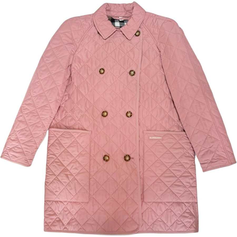 Burberry Puffer Jackets Women's Pink Lapel Moderate Straight Fit