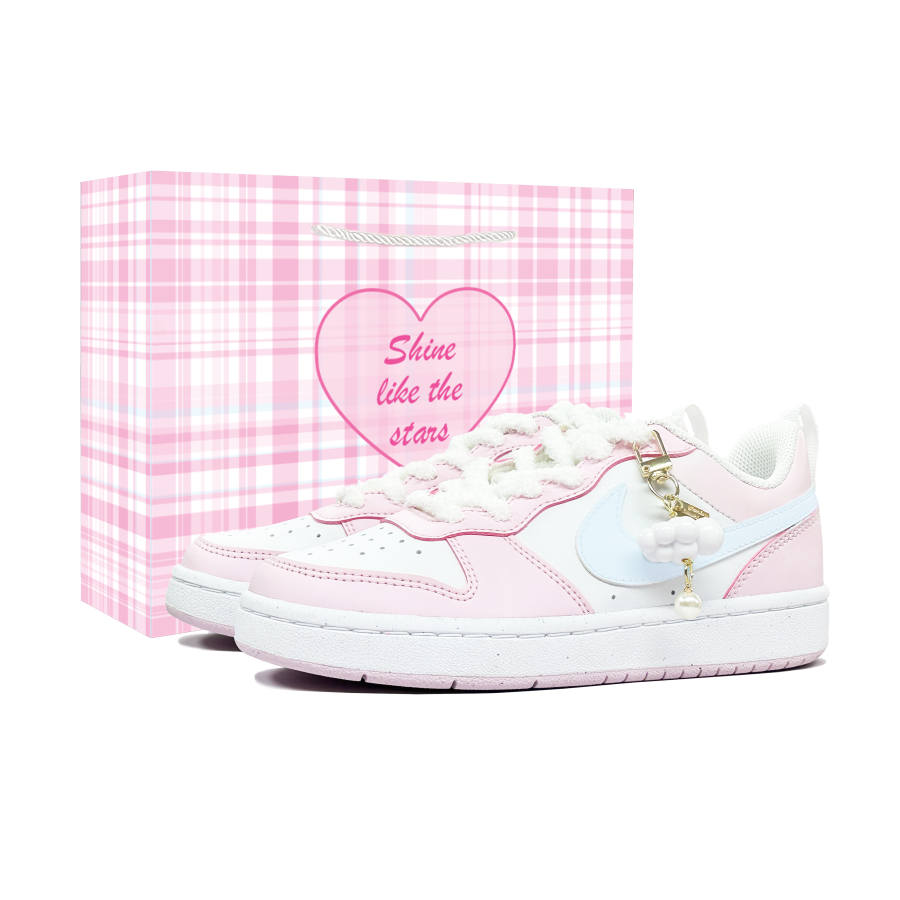 Nike Nike Court Borough Sweetheart Strawberry Synthetic Leather Cushioning Abrasion Resistant Slip Resistant