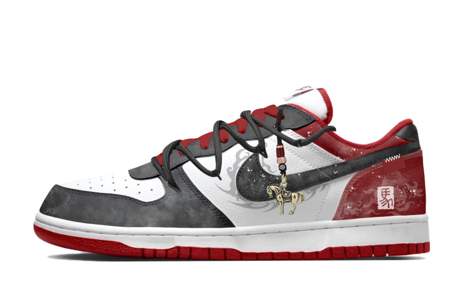 Nike Nike Big Horse Leaping Cloud Pattern Leather Wear resistant And Lightweight Low top Skateboard Shoes Men's Black Red