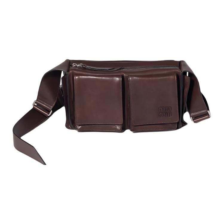MIU MIU Lambskin Shoulder Bag Women's Tan