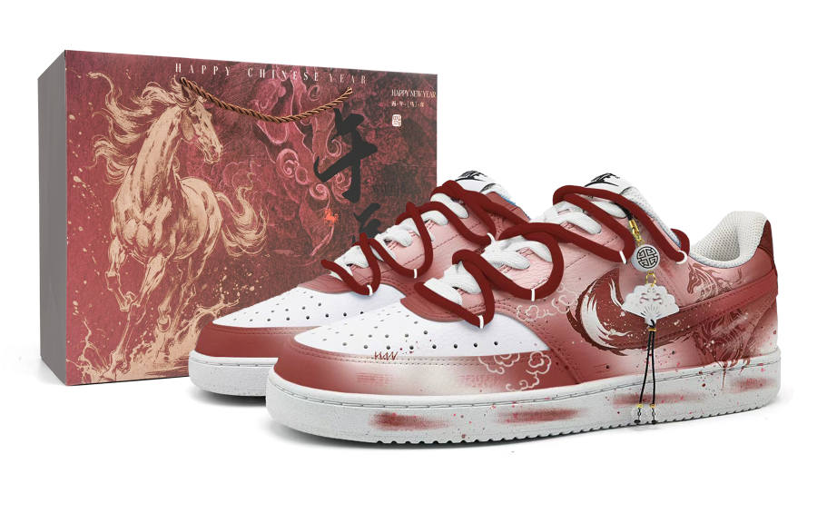 Nike Nike Court Vision 1 Zhu Jiumo Steps On Fire Abrasion Resistant Low top Skateboard Shoes Unisex Red White