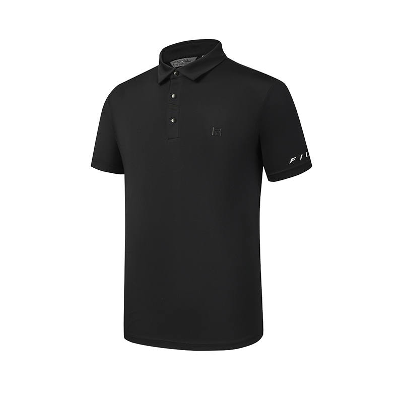 FILA Golf Polo Shirts Men's Pitch Black Polo Collar Moderate Straight Fit