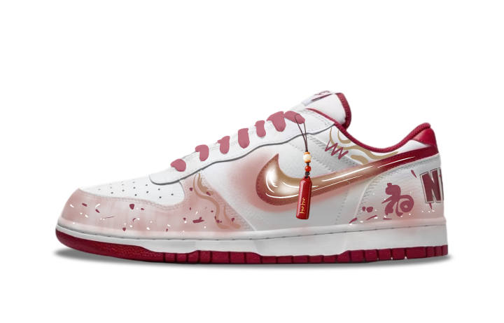 Nike Nike Big Low Lu Red String Blessing Trendy Abrasion Resistant Breathable Low top Skateboard Shoes Men's Red White