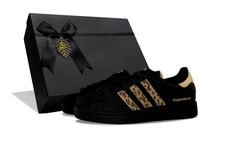 Adidas Originals Superstar 2 Leopard Print Abrasion Resistant Low top Skateboard Shoes Unisex Black