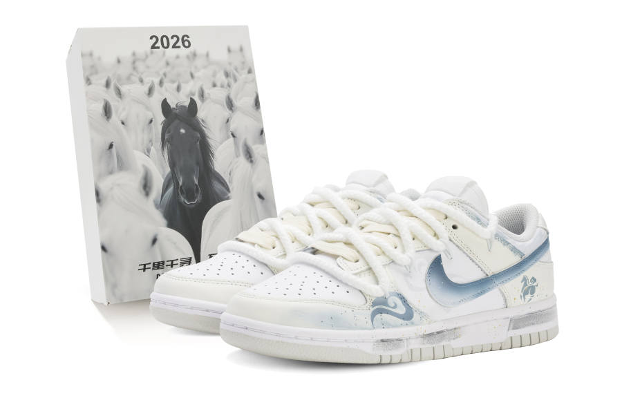 Nike Nike Dunk Abrasion Resistant Slip Resistant Low top Skateboard Shoes Men's White Blue