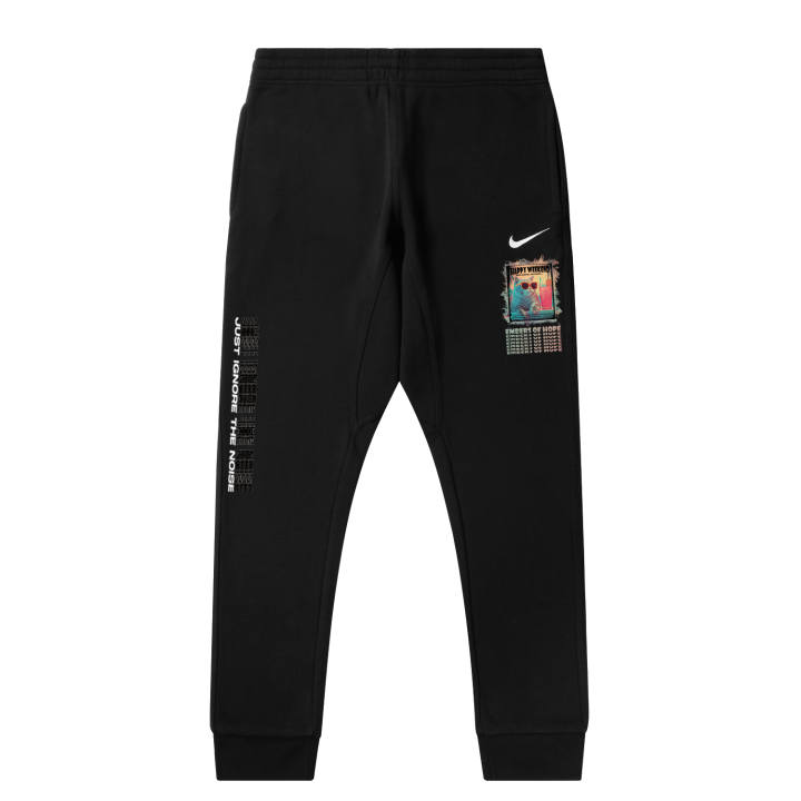 Nike Nike Steam Wave Kitten Fleece Lined Solid Color Logo Casual Elastic Cuff Knitted Sweatpants Unisex Black
