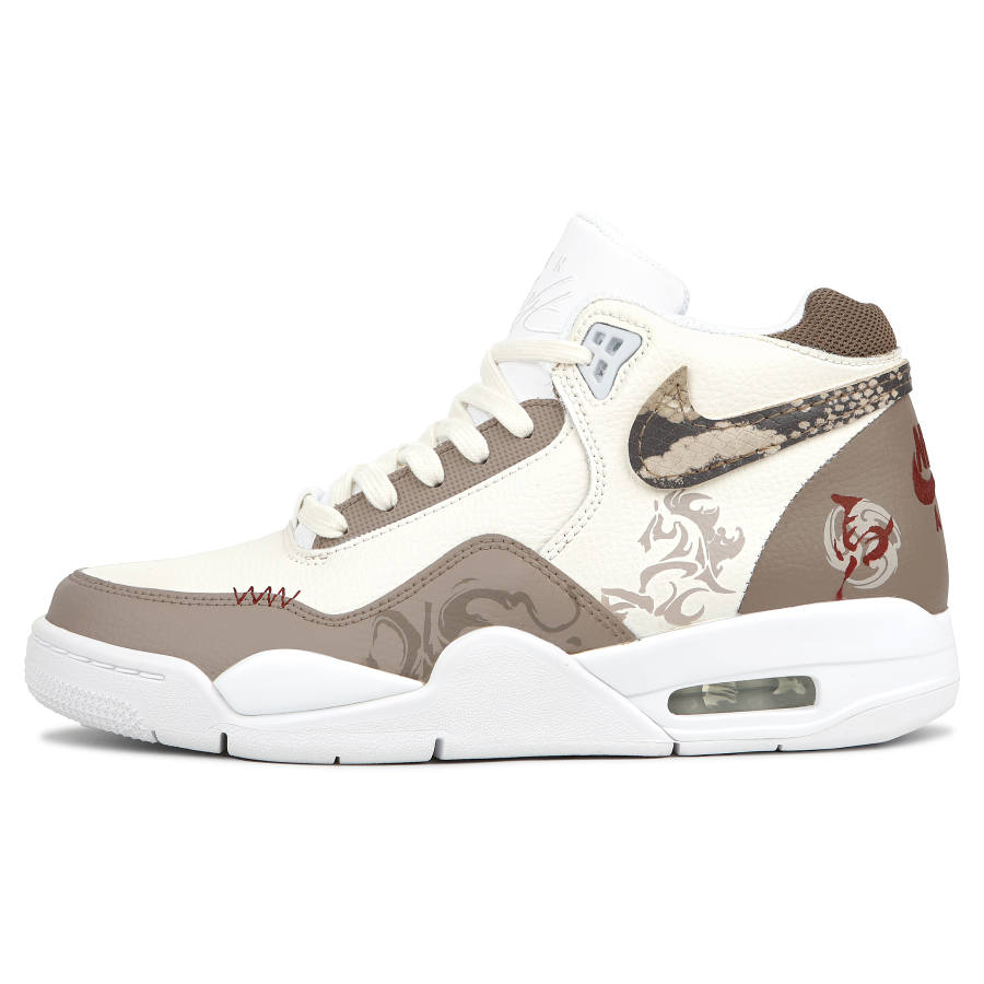 Nike Nike Flight Legacy Abrasion Resistant Slip Resistant Mid top Vintage Basketball Shoes Unisex White Brown