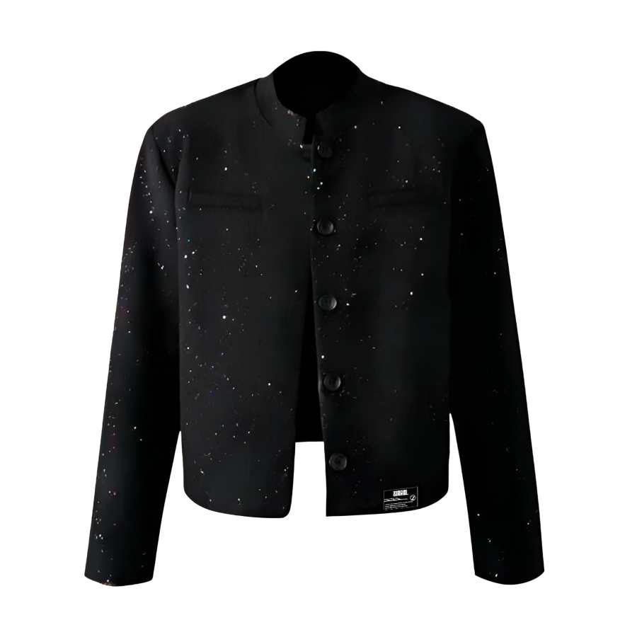 ZIAREL Business Suits Unisex Black Stand Collar Moderate Business Suit