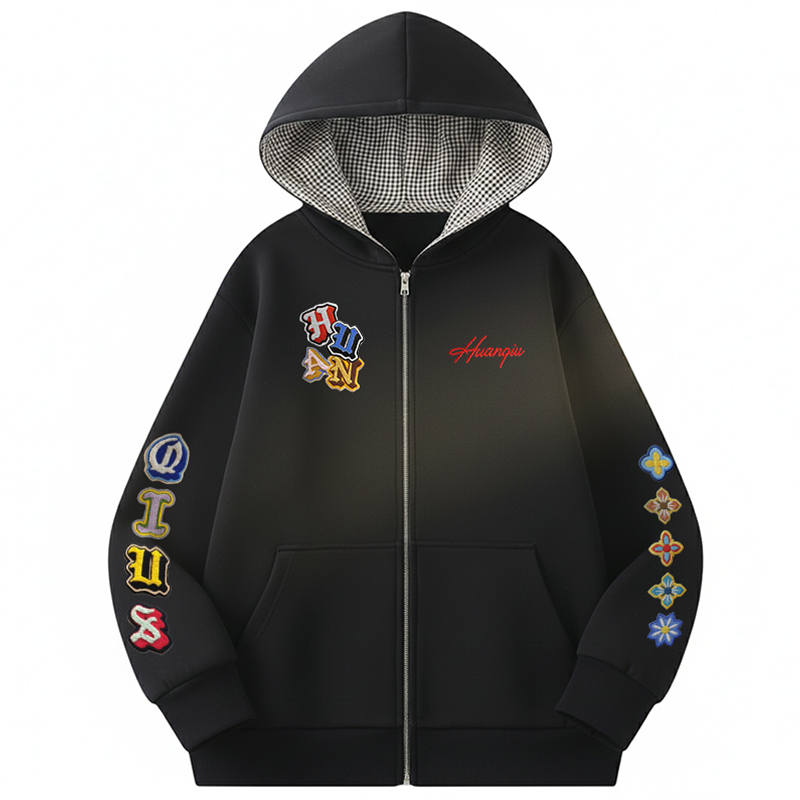 HUANQIU Sweatshirts Unisex Hooded Thickened Cardigan