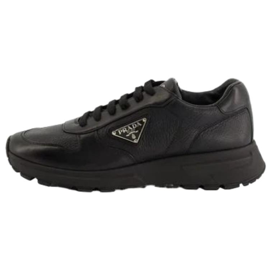 PRADA PRADA Triangle Sheepskin Low top Casual Shoes Men's Black