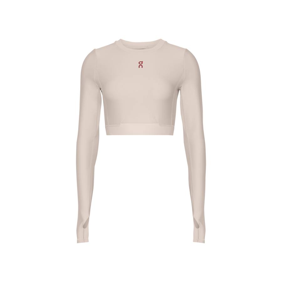 On Crop Tops Women's Pearl White Crew Neck Moderate