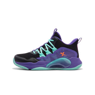 XTEP Battle Gaze Synthetic Leather High top Basketball Shoes Black Purple Outer Light Unisex