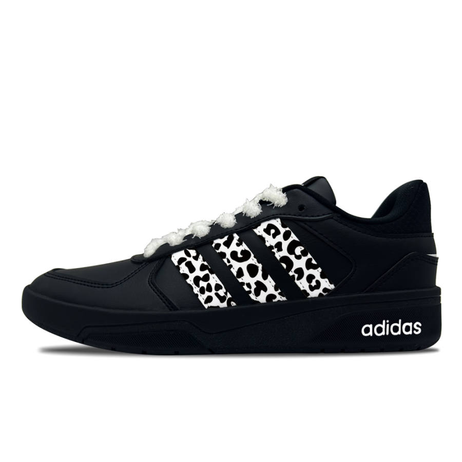 Adidas Neo Courtbeat Leopard Print Fluff Synthetic Leather Low top Skateboard Shoes Unisex Black