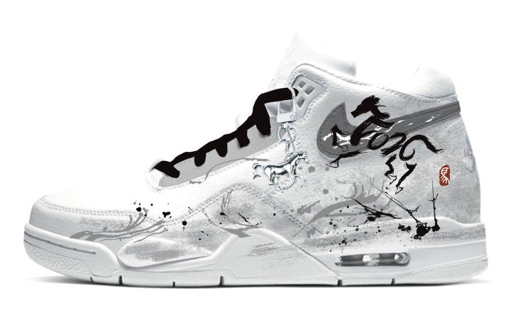 Nike Nike Flight Legacy Silver Horse Hoof Quick Abrasion Resistant Mid top Vintage Basketball Shoes Men's Black White Gray
