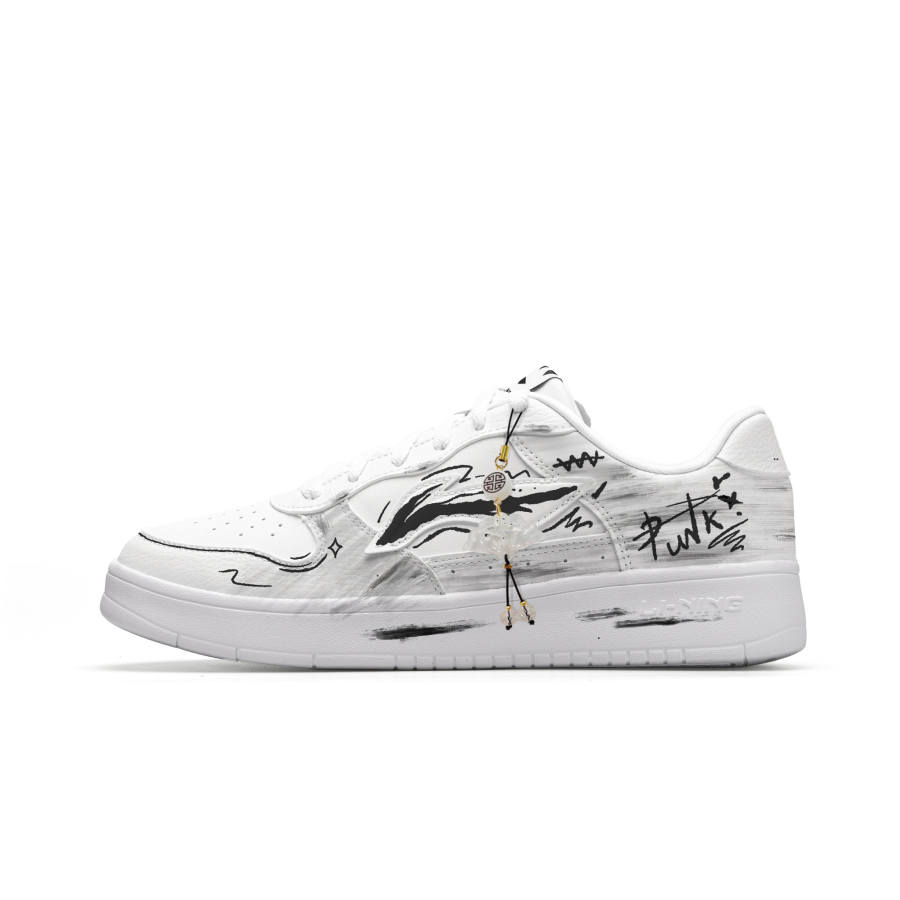 Li-Ning Li Ning Floating Boat Uncontrolled Ink Stain Synthetic Leather Low top Skateboard Shoes Men's Gray