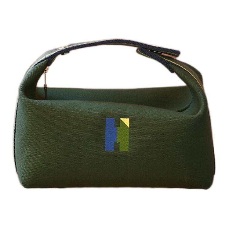 HERMES Bride a Brac Cotton With Canvas And Polyester Toiletry Bag Small Unisex P8 Kaki Khaki