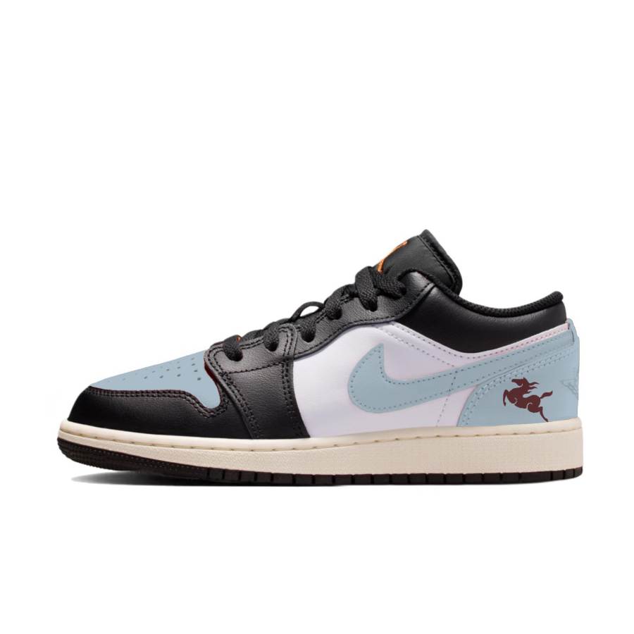Jordan Jordan Air Jordan 1 Ice Chasing Black Horse Slip Resistant Abrasion Resistant Slip Resistant Abrasion Resistant Low top