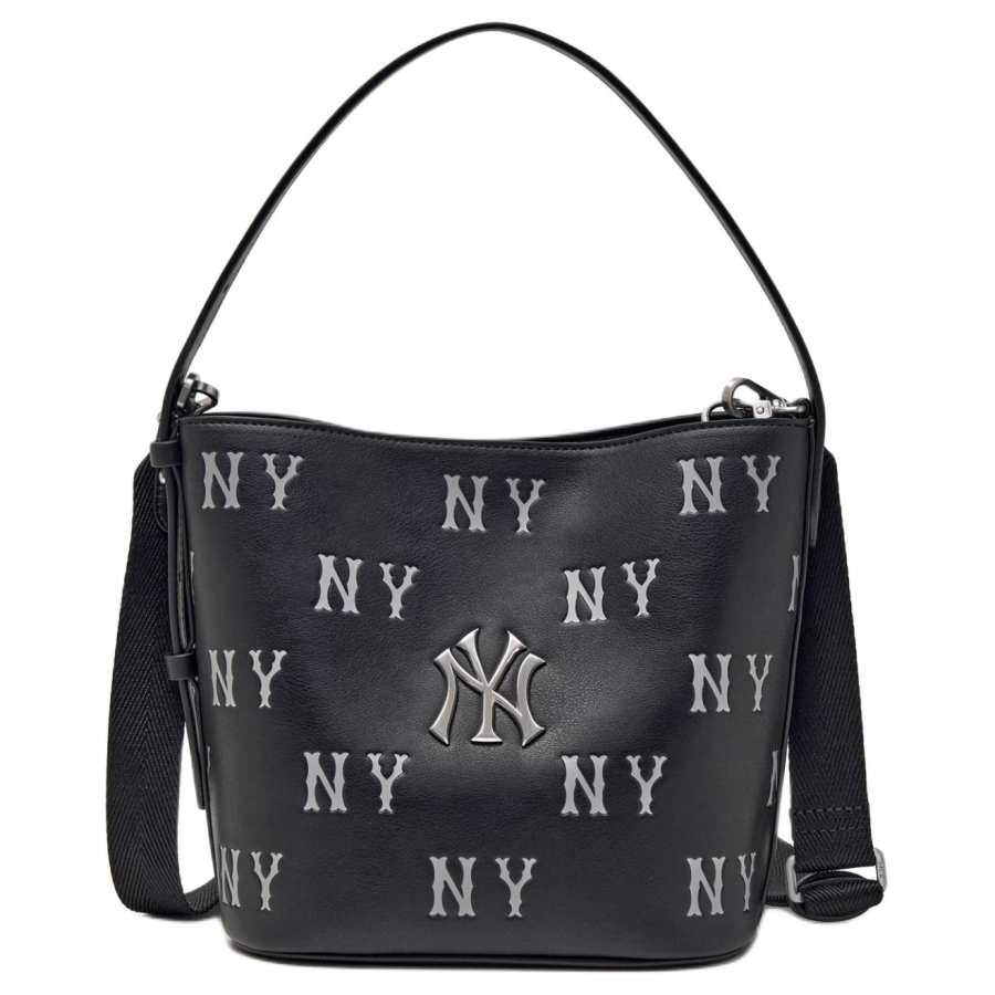 MLB New York Yankees Polyurethane Bonded To Polyester Bucket Bag Handbag Women's Black