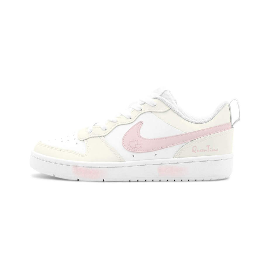 Nike Nike Court Borough 2 HEY Peach Painting Leather Slip Resistant Cushioning Abrasion Resistant Low top