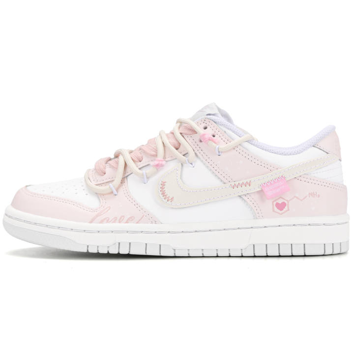 Nike Nike Dunk Love Equation Abrasion Resistant Abrasion Resistant Low top Skateboard Shoes Pink White Unisex
