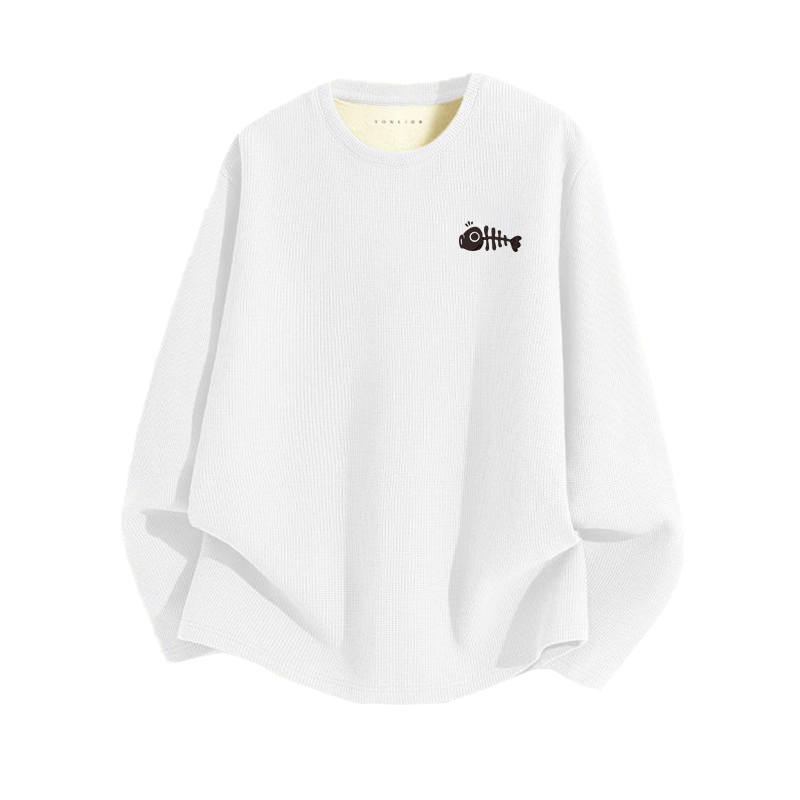 Tonlion T Shirts Unisex Crew Neck Thickened And Fleece Lined Straight Fit