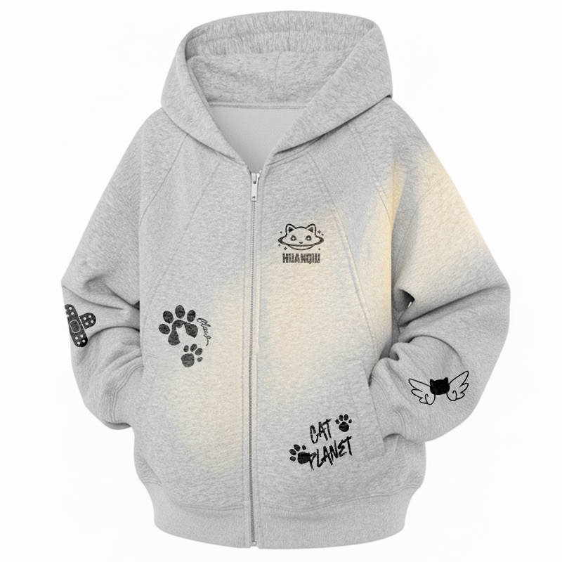 HUANQIU Sweatshirts Unisex Hooded Thickened Cardigan