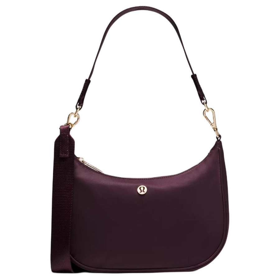 Lululemon City Essentials Nylon Polyester Shoulder Bag Small Women's Black Plum