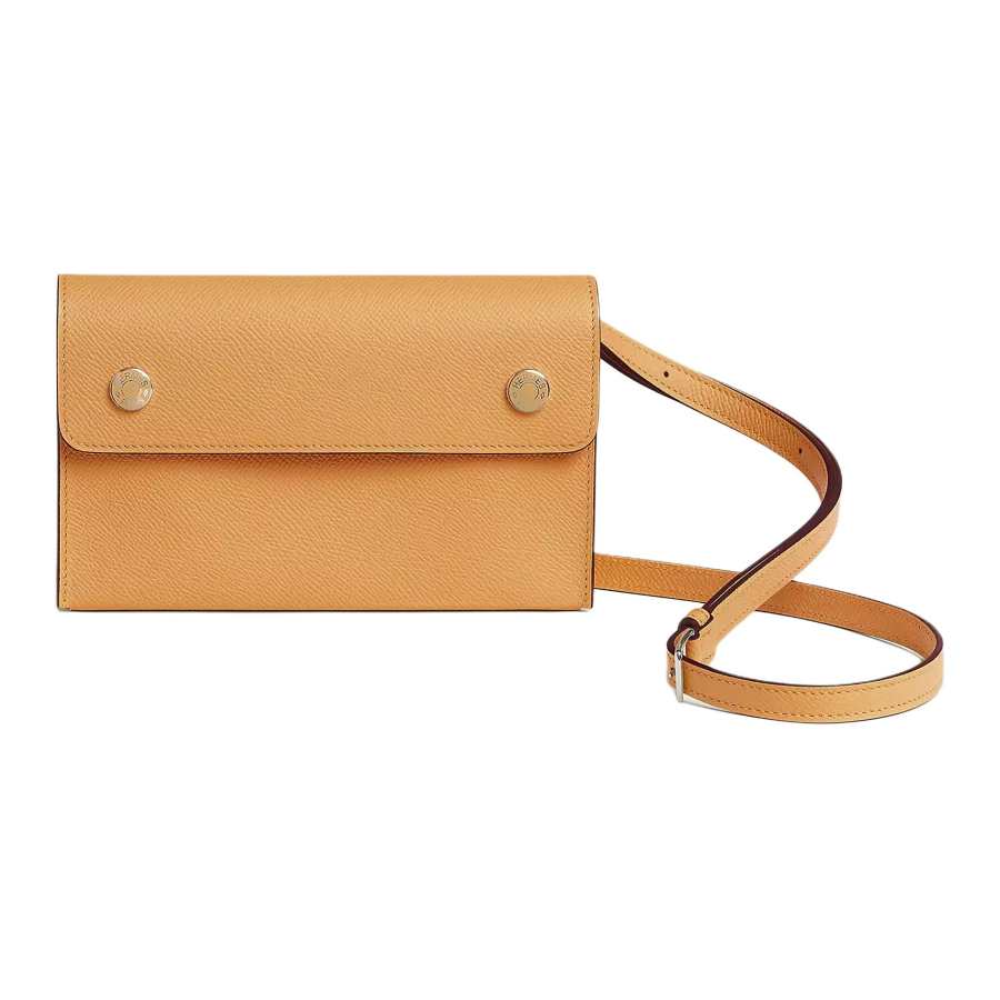 HERMES Hermèsnap Epsom Calfskin Shoulder Bag, Crossbody Bag 18 Women's Straw Yellow