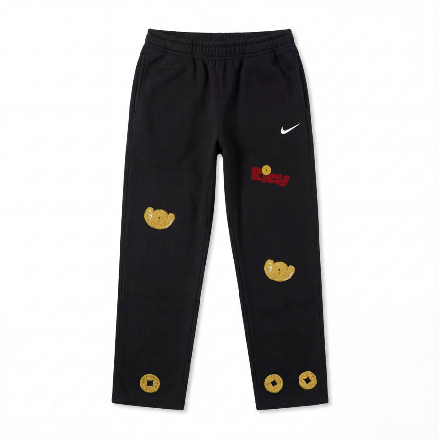 Nike Nike Extraordinary Zhao Cai Jin Bao Gold Sycee Embroidery Fleece Lined Casual Knitted Sweatpants Unisex