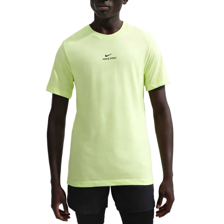 Nike Nike Pro T Shirts Men's Light Liquid Lime/Black Crew Neck Moderate