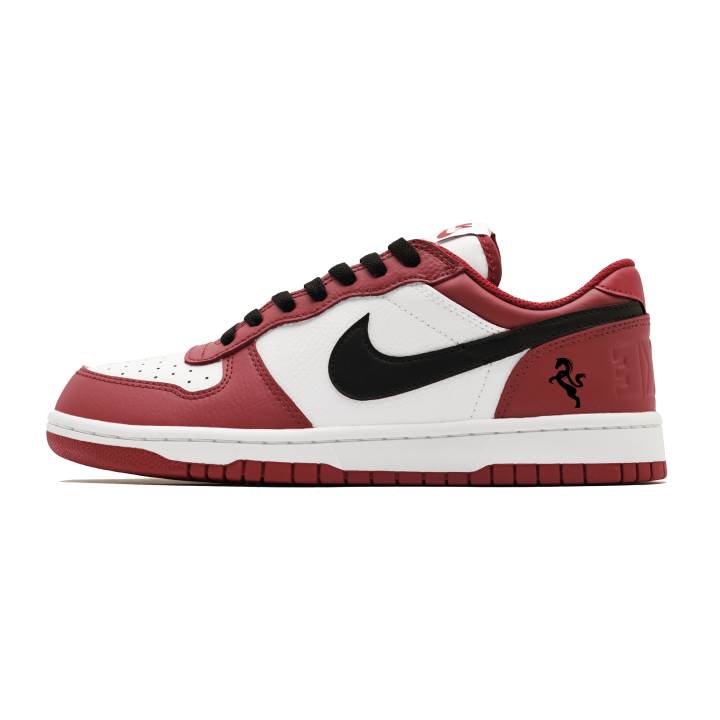 Nike Nike Big NIKE LOW Abrasion Resistant Breathable Low top Skateboard Shoes Men's Black White Red