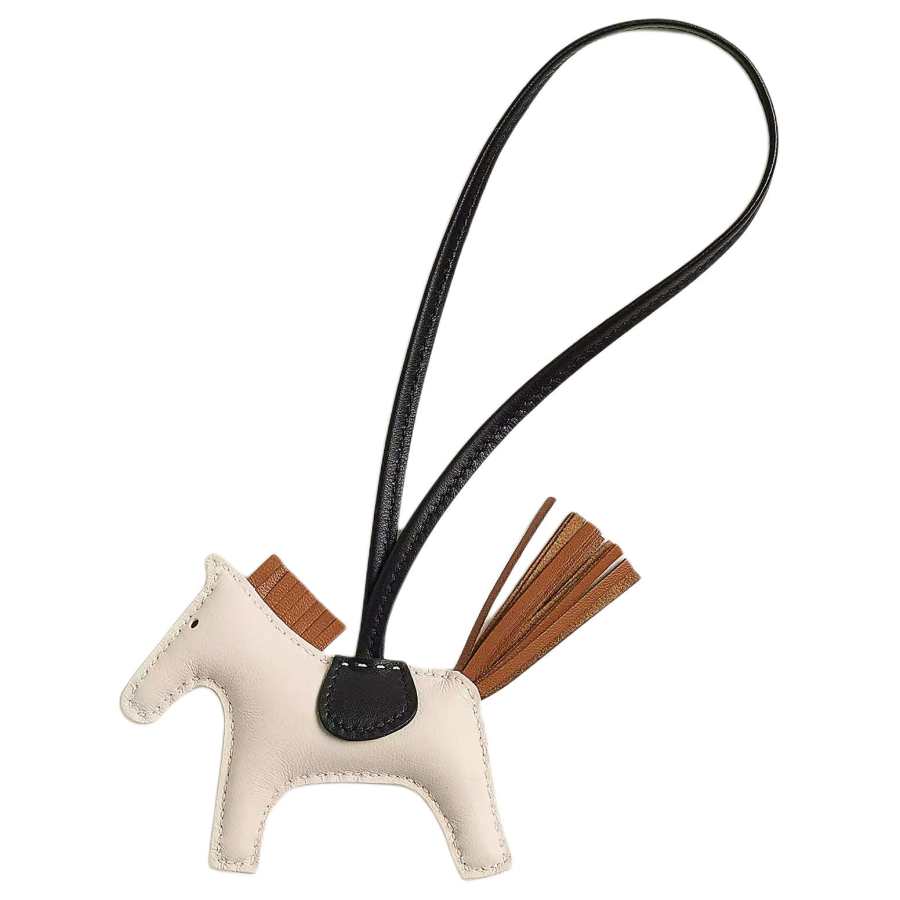 HERMES Rodeo Lambskin Bag Accessory Women's White & Black