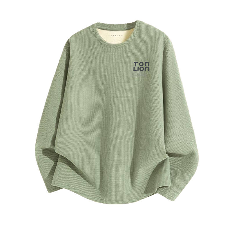 Tonlion T Shirts Unisex Crew Neck Thickened And Fleece Lined Straight Fit