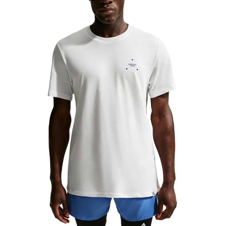 Nike Nike Dri Fit T Shirts Men's Peak White/Persian Purple Crew Neck Moderate