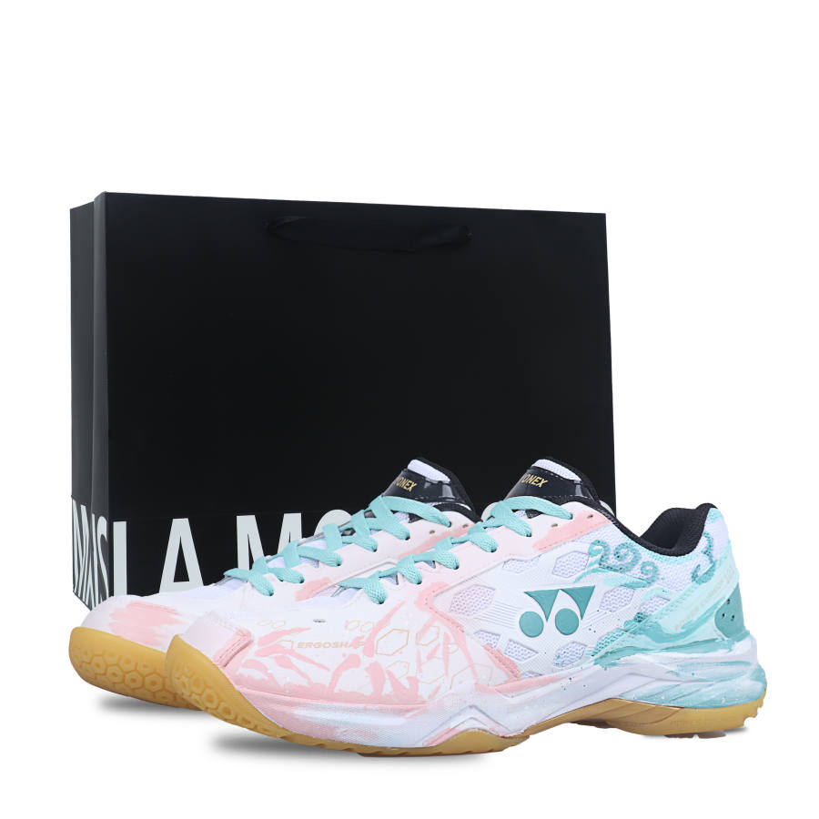 YONEX Power Cushion Artificial Leather Low top Badminton Shoes Unisex Pink Green