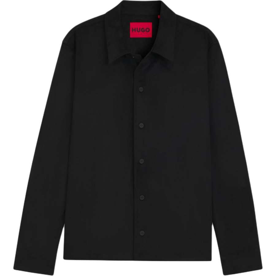 HUGO BOSS Shirts Men's Black Lapel Moderate