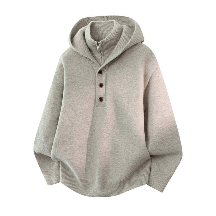 X1617 Knitwear Unisex Hooded Moderate Mock Two Piece